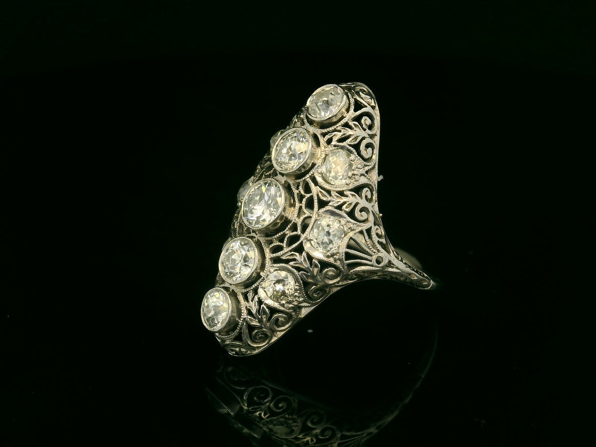 ANTIQUE ART DECO 2ct DIAMOND RING 18ct GOLD &amp; PLATINUM