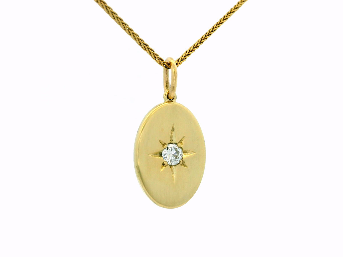 CUSTOM STARBURST SET DIAMOND PENDANT 14ct GOLD