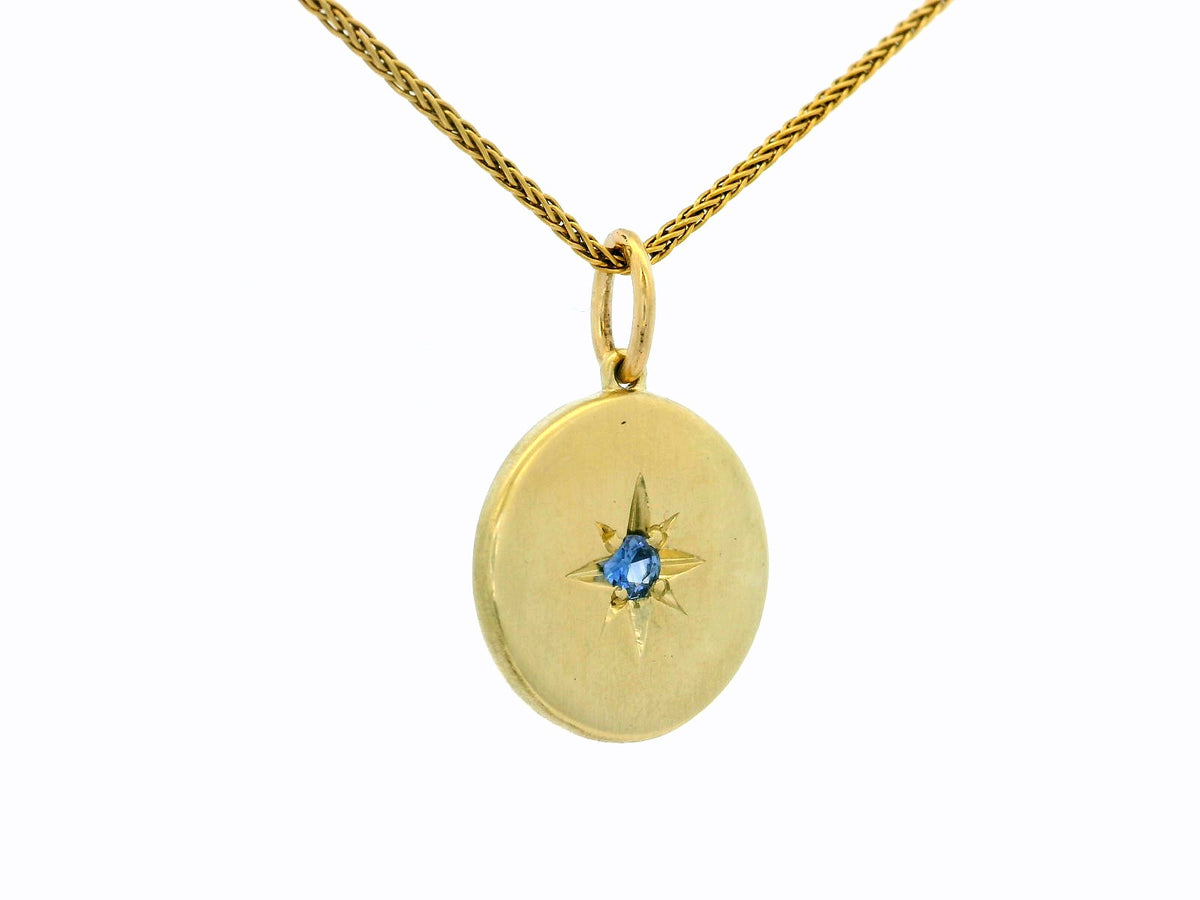 CUSTOM SAPPHIRE STARBURST SET SAPPHIRE PENDANT 14ct GOLD