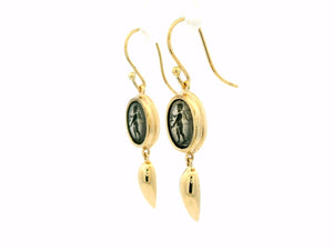 ANTIQUE EDWARDIAN INTAGLIO EARRINGS SILVER & 9CT GOLD