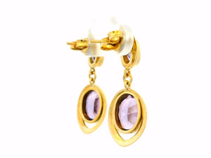 VINTAGE AMETHYST DROP EARRINGS 18ct GOLD