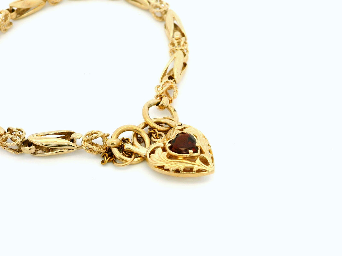 ANTIQUE EDWARDIAN GARNET ‘WHEAT &amp; BARLEY’ LINK BRACELET 9ct GOLD