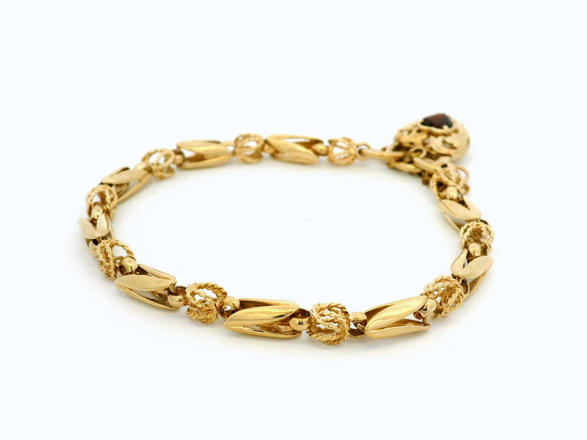 ANTIQUE EDWARDIAN GARNET ‘WHEAT &amp; BARLEY’ LINK BRACELET 9ct GOLD