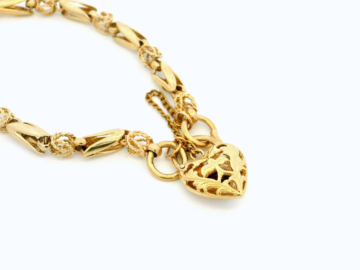 ANTIQUE EDWARDIAN GARNET ‘WHEAT &amp; BARLEY’ LINK BRACELET 9ct GOLD