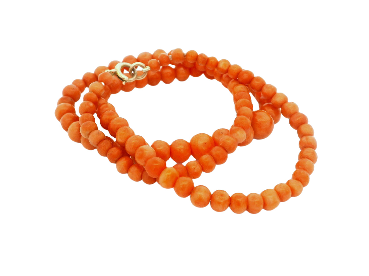 ANTIQUE EDWARDIAN SALMON CORAL NECKLACE 9ct GOLD