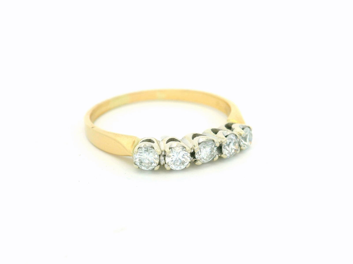 VINTAGE ART DECO .55ct FIVE STONE DIAMOND RING 18ct GOLD &amp; PALLADIUM