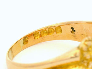 ANTIQUE EDWARDIAN 1912 TRIPLE ROW FLORAL ETCHED BAND 18ct GOLD