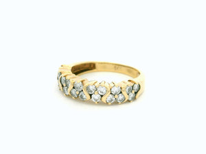 RETRO DOUBLE ROW DIAMOND HALF HOOP RING 9ct GOLD