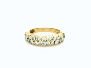 RETRO DOUBLE ROW DIAMOND HALF HOOP RING 9ct GOLD