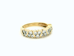 RETRO DOUBLE ROW DIAMOND HALF HOOP RING 9ct GOLD