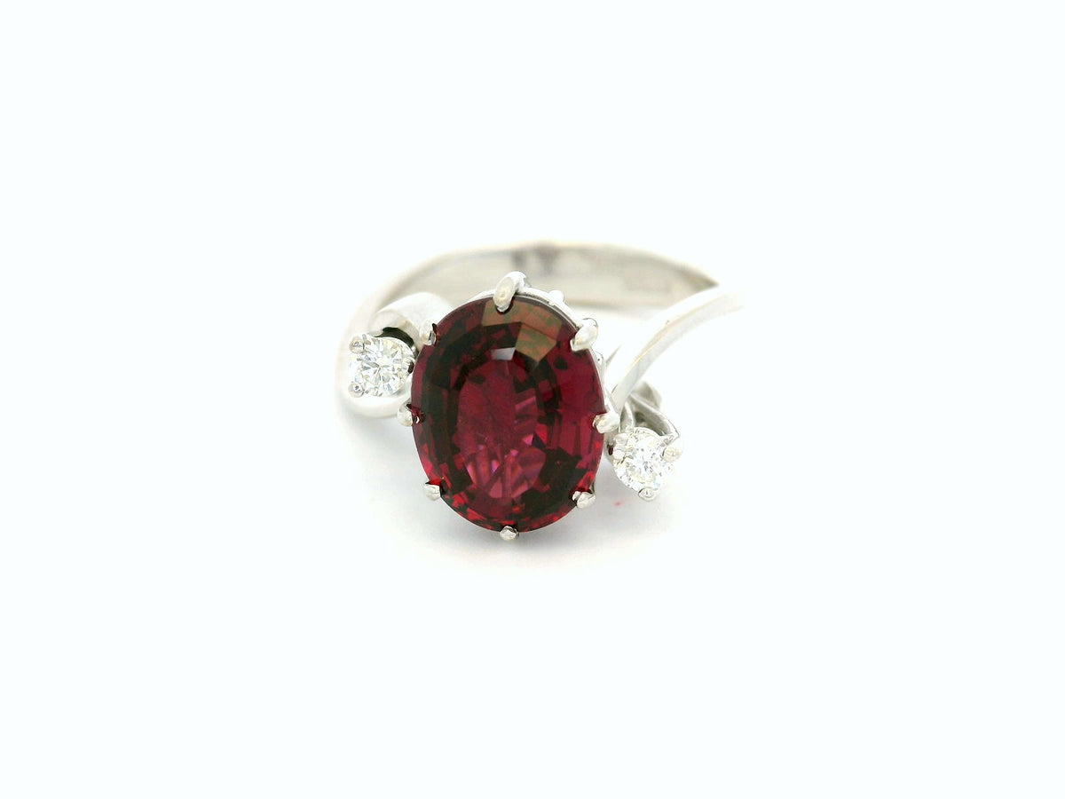 VINTAGE c1940 RHODOLITE GARNET &amp; DIAMOND RING 18ct GOLD