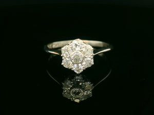 ANTIQUE EDWARDIAN DIAMOND DAISY 18ct GOLD & PLATINUM