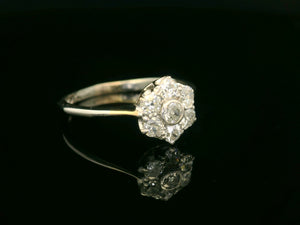 ANTIQUE EDWARDIAN DIAMOND DAISY 18ct GOLD & PLATINUM