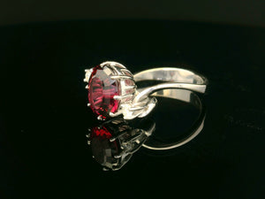 VINTAGE c1940 RHODOLITE GARNET & DIAMOND RING 18ct GOLD