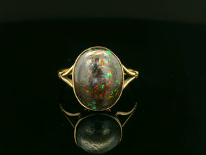 ANTIQUE AUSTRALIAN SOLID BOULDER OPAL RING 9ct GOLD