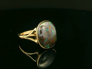 ANTIQUE AUSTRALIAN SOLID BOULDER OPAL RING 9ct GOLD