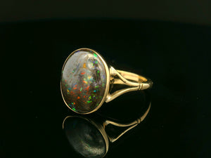 ANTIQUE AUSTRALIAN SOLID BOULDER OPAL RING 9ct GOLD