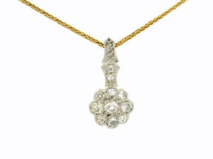 ANTIQUE EDWARDIAN DAISY DIAMOND PENDANT 18ct GOLD