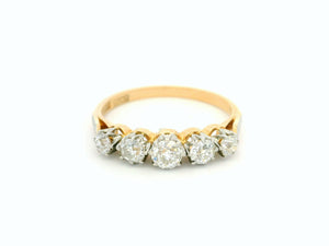 ANTIQUE EDWARDIAN FIVE STONE DIAMOND RING 18ct GOLD & PLATINUM