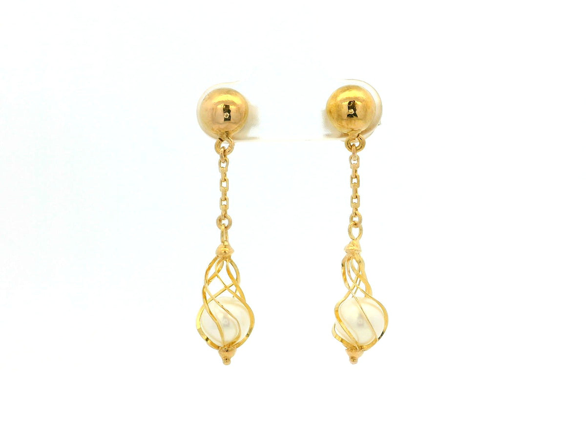 ANTIQUE PEARL DROP EARRINGS 18ct GOLD