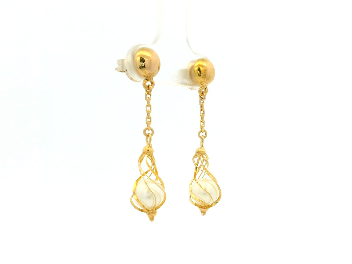 ANTIQUE PEARL DROP EARRINGS 18ct GOLD