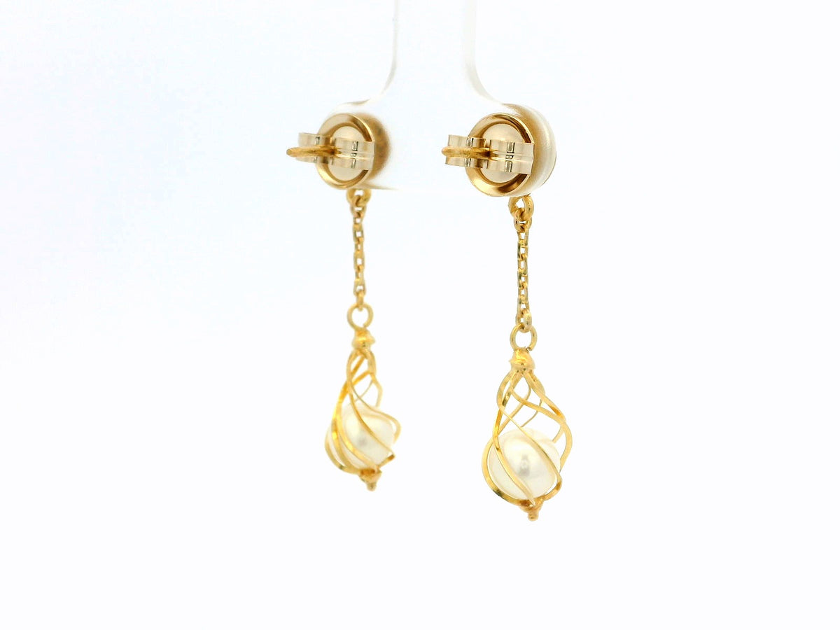 ANTIQUE PEARL DROP EARRINGS 18ct GOLD