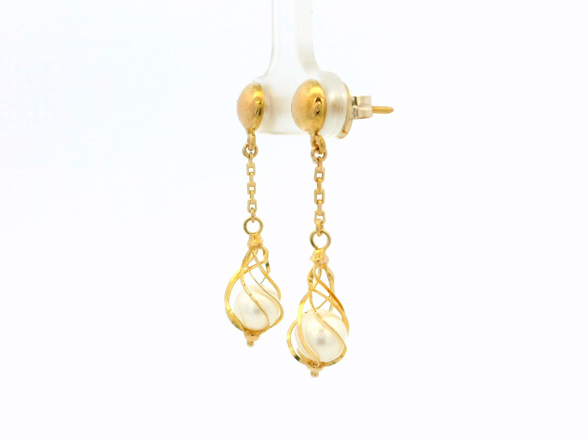 ANTIQUE PEARL DROP EARRINGS 18ct GOLD