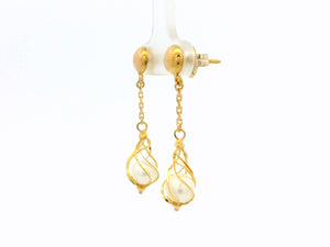 ANTIQUE PEARL DROP EARRINGS 18ct GOLD