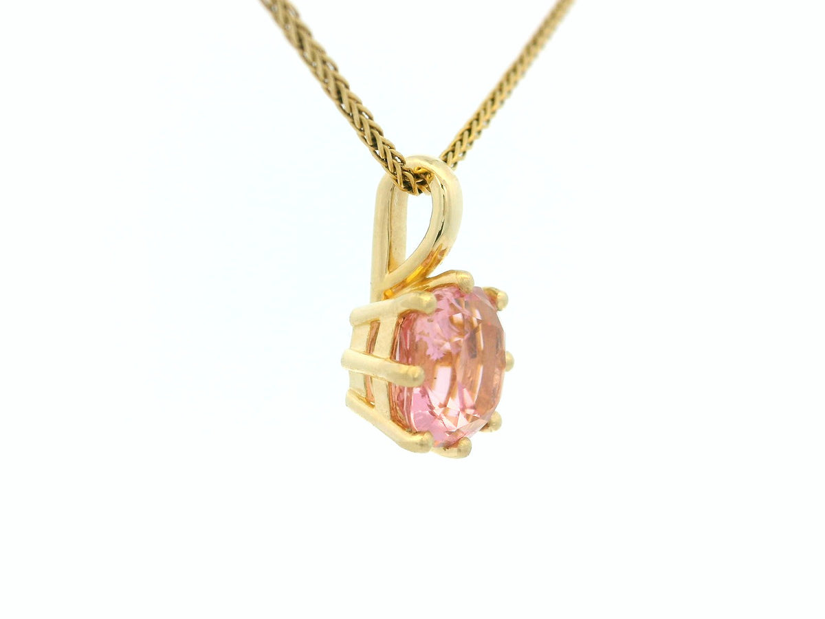 CUSHION CUT 2.40ct PINK TOURMALINE PENDANT 10ct GOLD