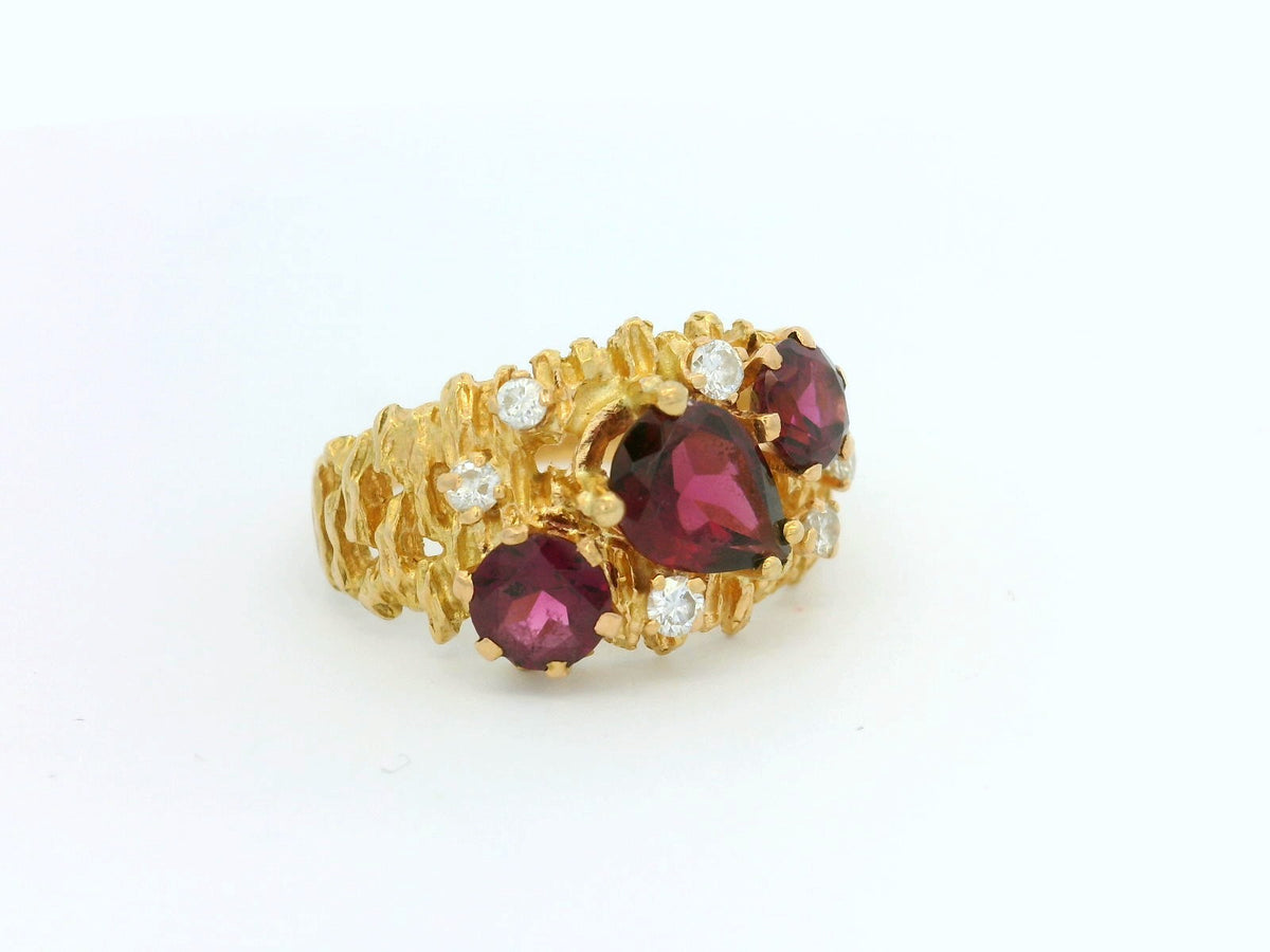 MID-CENTURY TOURMALINE &amp; DIAMOND RING 18ct GOLD