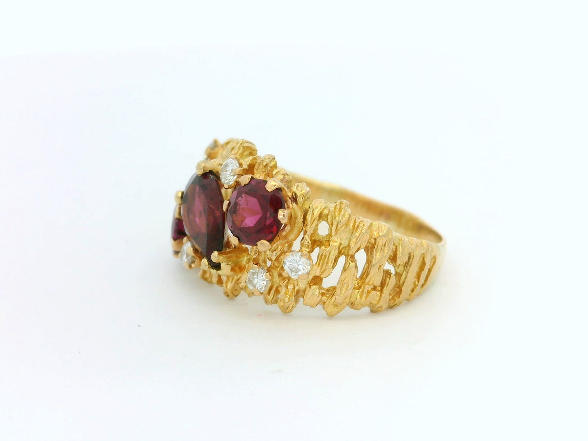 MID-CENTURY TOURMALINE &amp; DIAMOND RING 18ct GOLD