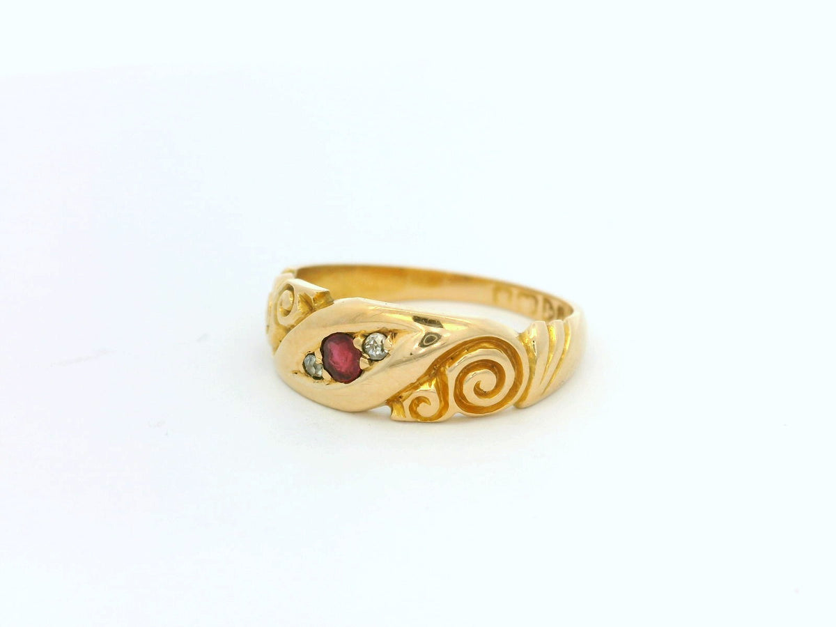 ANTIQUE RUBY &amp; DIAMOND RING 18ct GOLD