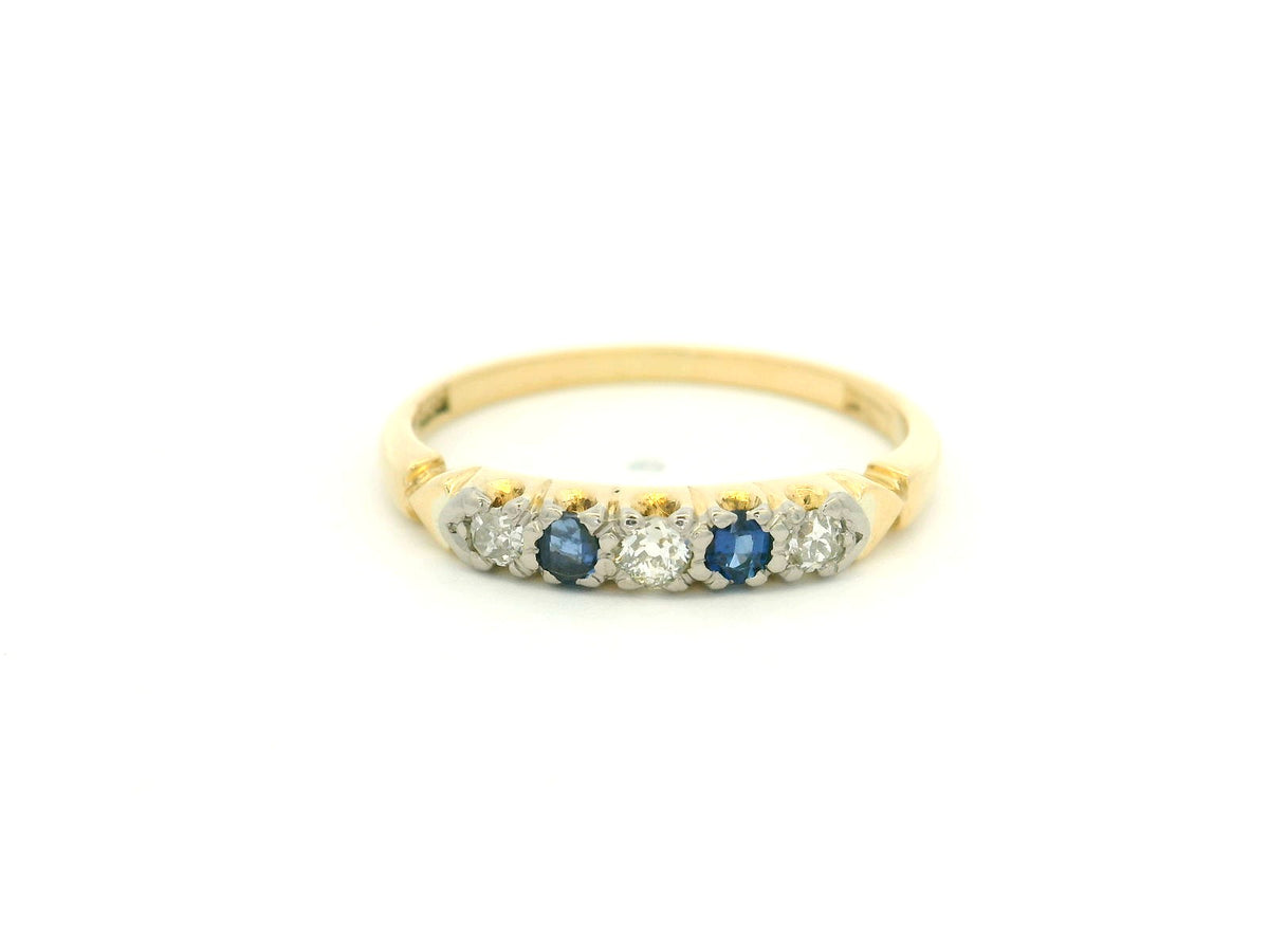 ANTIQUE SAPPHIRE &amp; DIAMOND RING 18ct GOLD &amp; PLATINUM