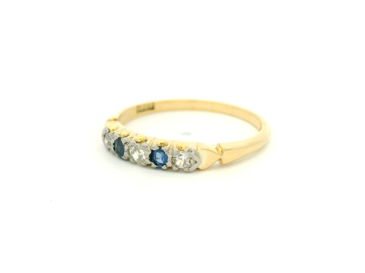 ANTIQUE SAPPHIRE &amp; DIAMOND RING 18ct GOLD &amp; PLATINUM
