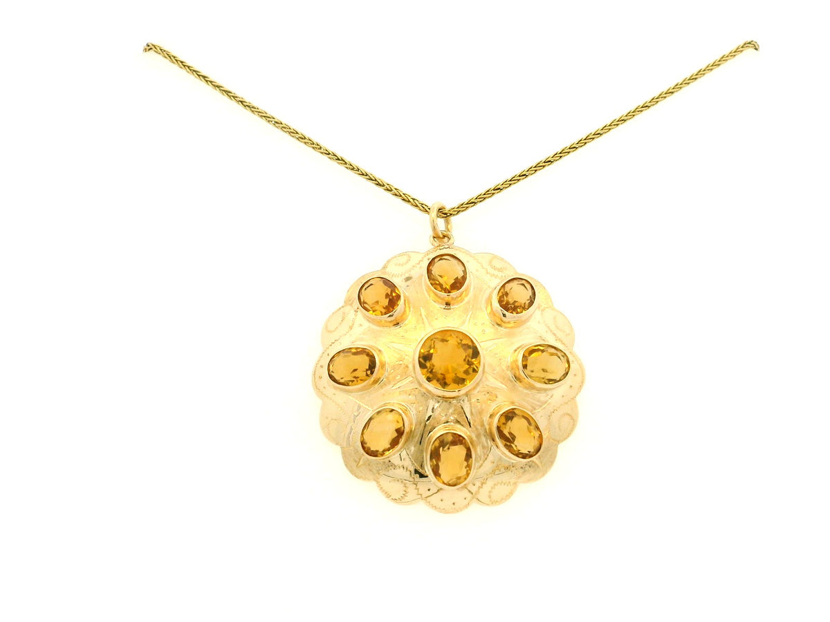 VINTAGE 1940’s CITRINE PENDANT 14ct GOLD