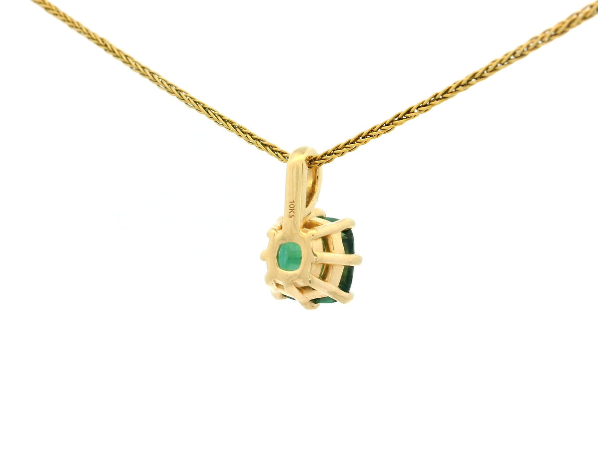 CUSHION CUT 2.40ct GREEN TOURMALINE PENDANT 10ct GOLD