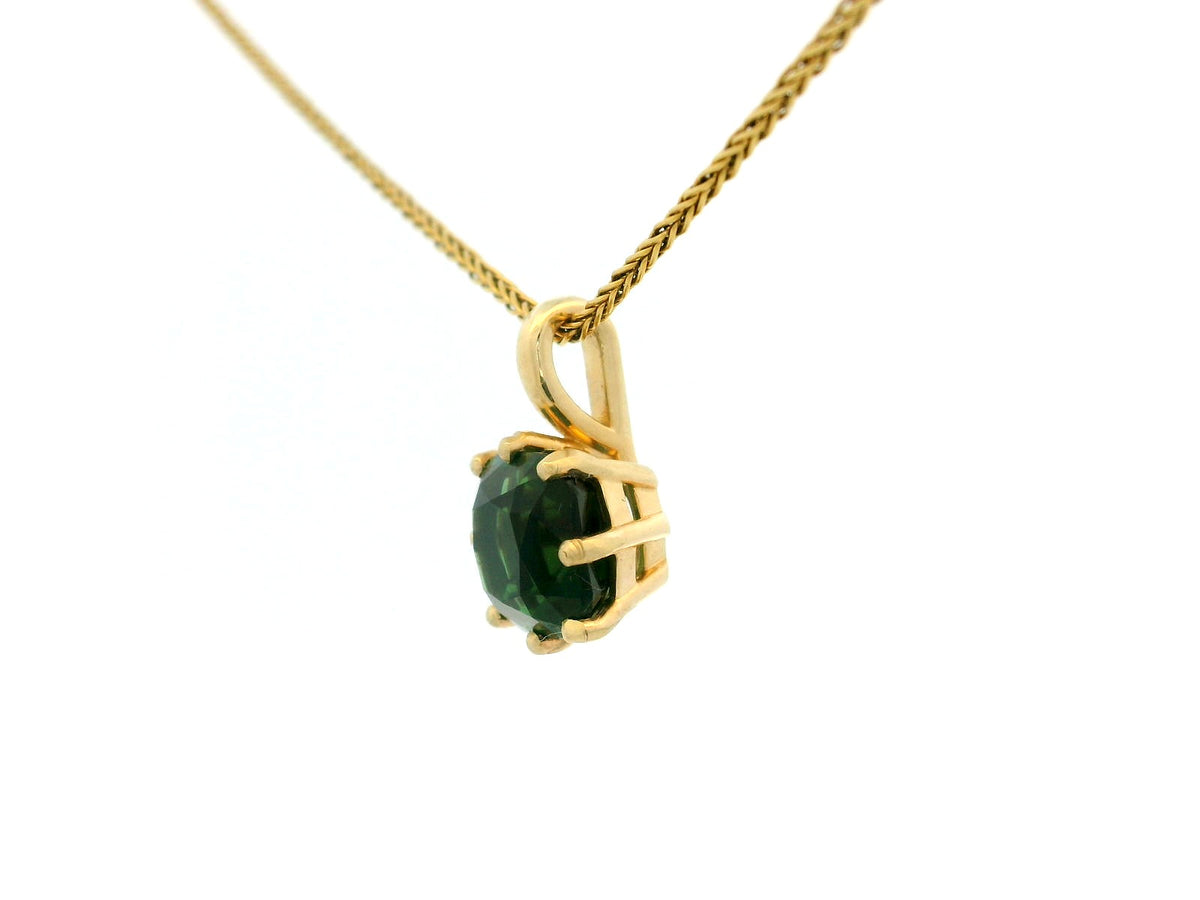 CUSHION CUT 2.40ct GREEN TOURMALINE PENDANT 10ct GOLD