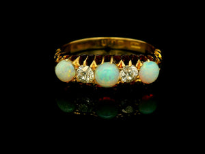 ANTIQUE EDWARDIAN OPAL & DIAMOND RING 18ct GOLD