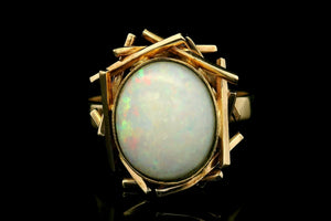 MID-CENTURY SOLID OPAL RING 9ct GOLD