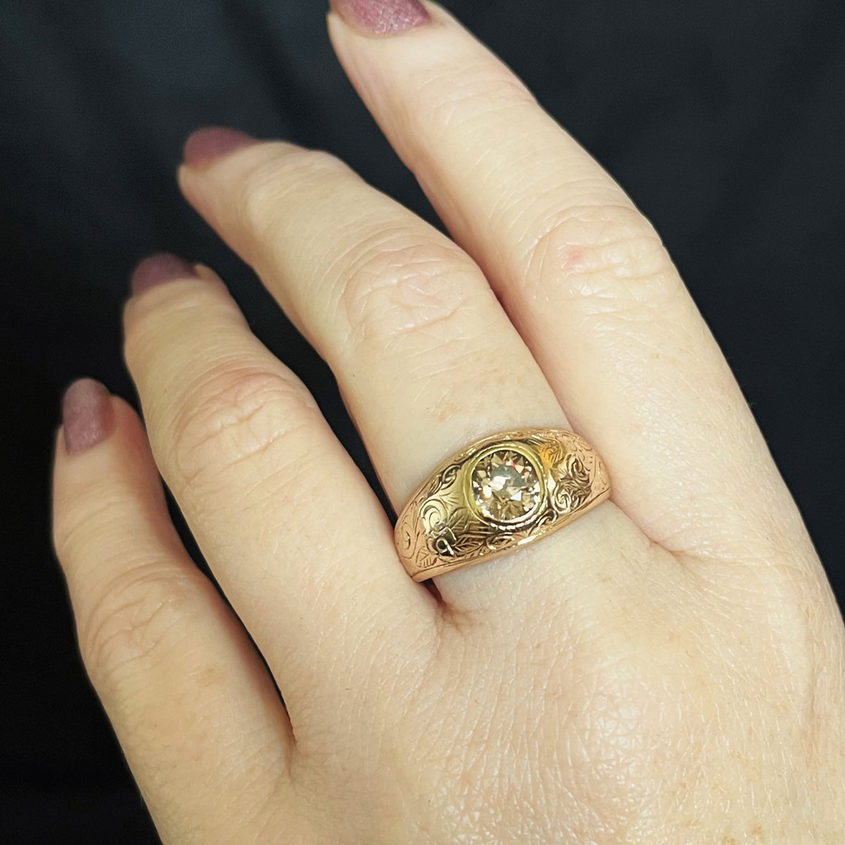 VINTAGE ESTATE c1930/40 1.3ct CHAMPAGNE DIAMOND RING