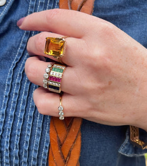 VINTAGE 10.2ct CITRINE COCKTAIL RING 9ct GOLD