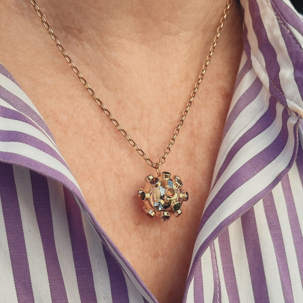 VINTAGE H STERN 1950 MULTI GEM SPUTNIK PENDANT 18ct GOLD