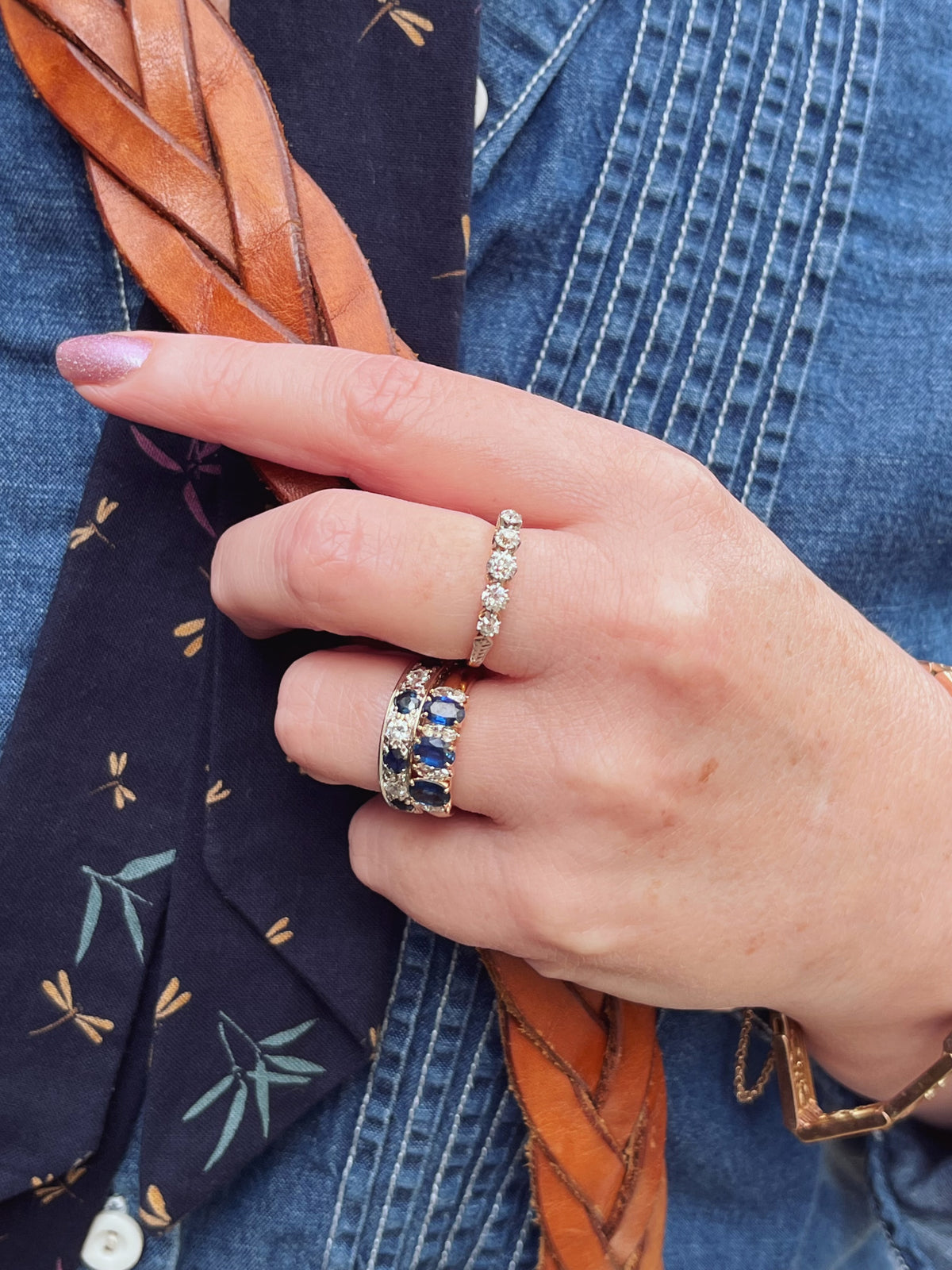 ANTIQUE EDWARDIAN FIVE STONE DIAMOND RING 18ct GOLD &amp; PLATINUM