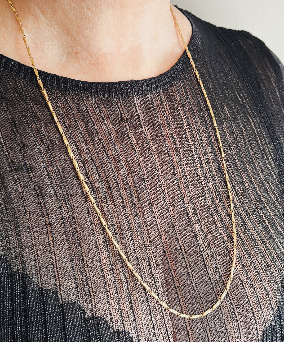 ANTIQUE ETCHED LINK NECKLACE 14ct GOLD