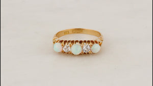 ANTIQUE EDWARDIAN OPAL & DIAMOND RING 18ct GOLD