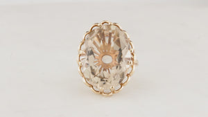 MID-CENTURY 16.50ct CITRINE COCKTAIL RING 9ct GOLD