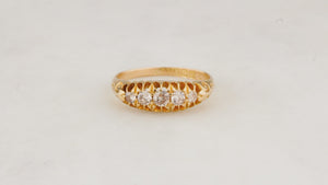ANTIQUE LATE EDWARDIAN FIVE STONE DIAMOND RING 18ct GOLD