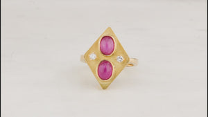 MID-CENTURY RUBY & DIAMOND RING 18ct GOLD