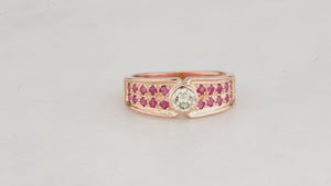VINTAGE .50ct CHAMPAGNE DIAMOND & RUBY RING 18ct GOLD