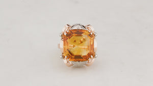 VINTAGE c1950 12.40ct CITRINE COCKTAIL RING 18ct GOLD